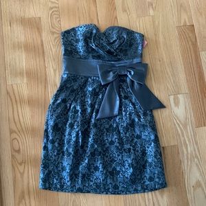 Navy Strapless Bow Dress